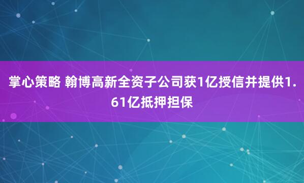 掌心策略 翰博高新全资子公司获1亿授信并提供1.61亿抵押担保
